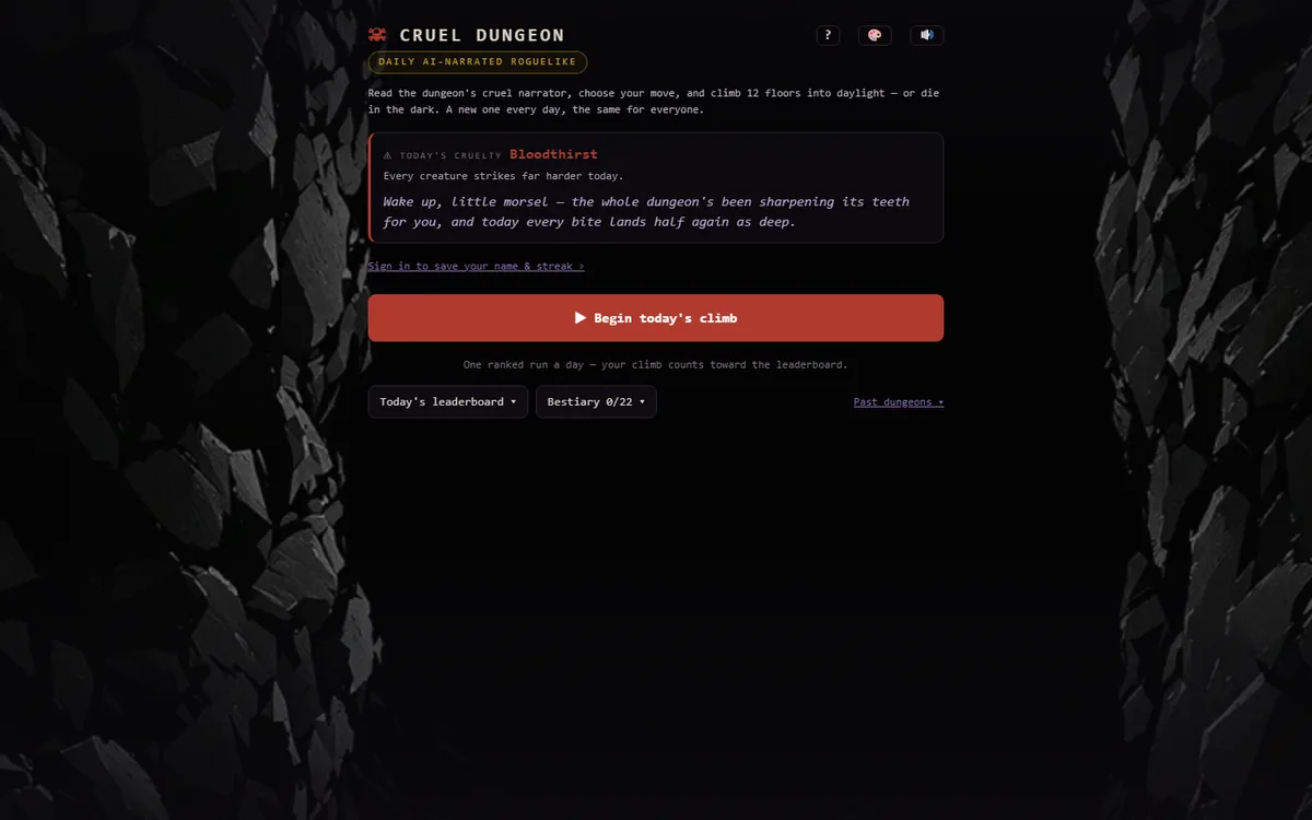 Cruel Dungeon home page